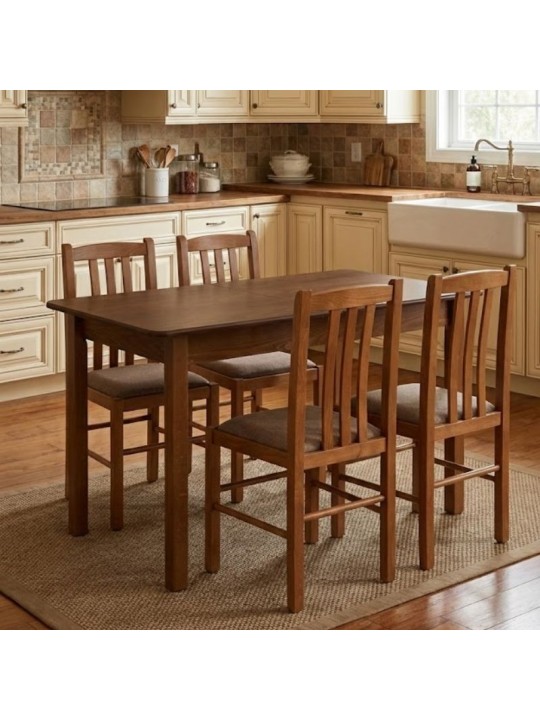 Σετ τραπεζαρίας Bergen Megapap 5 τμχ μασίφ ξύλο - MDF με επεκτεινόμενο τραπέζι 120/150x68x77εκ.