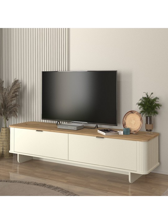Έπιπλο τηλεόρασης Bohema Megapap χρώμα ivory - sepet oak 180x47x45,6εκ.