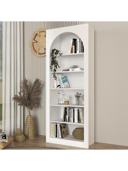 Βιβλιοθήκη Voila Megapap χρώμα λευκό 74x35x180εκ.