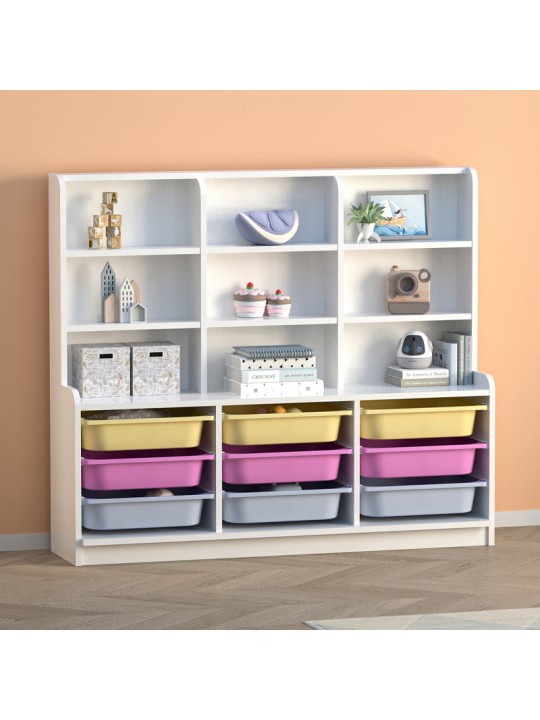 Βιβλιοθήκη Obia Megapap με 9 συρτάρια χρώμα λευκό 132,6x30x115εκ.