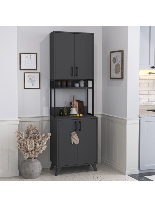 Έπιπλο κουζίνας Sedef Megapap χρώμα ανθρακί 61x40x202,1εκ.