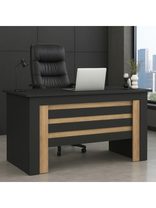 Γραφείο εργασίας Epito Megapap χρώμα ανθρακί - sepet oak 140x59,6x76,8εκ.