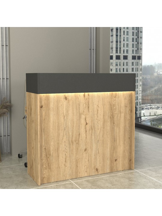 Γραφείο υποδοχής - reception Wilko Megapap με LED χρώμα sepet oak - ανθρακί 113,6x42x110εκ.