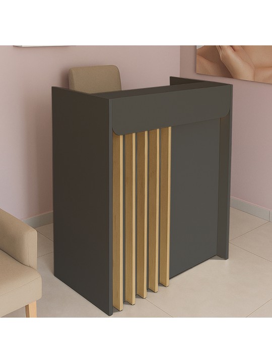 Γραφείο υποδοχής - reception Karibu Megapap με LED χρώμα ανθρακί - sepet oak 90x40x100εκ.