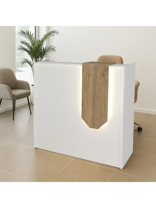 Γραφείο υποδοχής - reception Navita Megapap με LED χρώμα λευκό - sepet oak 113,6x42x111,8εκ.