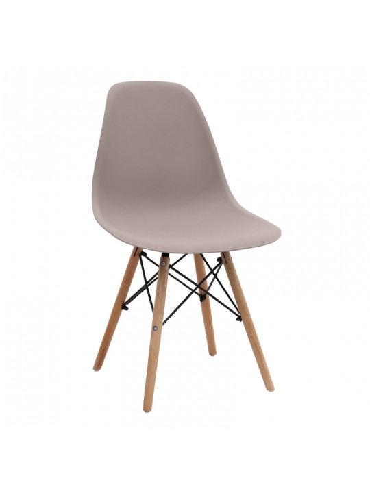 Καρέκλα τραπεζαρίας Nova Megapap PP cappuccino - ξύλινο φυσικό πόδι 46x51x80εκ.