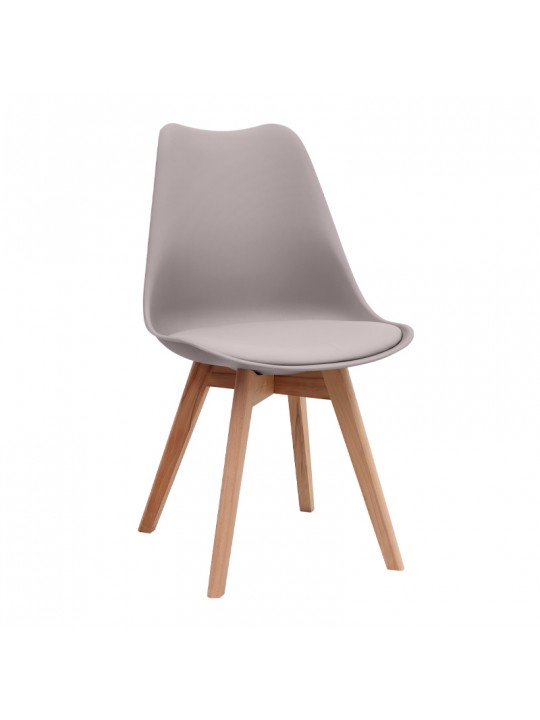 Καρέκλα τραπεζαρίας Viva Megapap PP - PU cappuccino - ξύλινο φυσικό πόδι 48,5x54x80εκ.