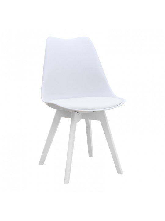 Καρέκλα τραπεζαρίας Viva Megapap PP - PU λευκό - ξύλινο λευκό πόδι 48,5x54x80εκ.