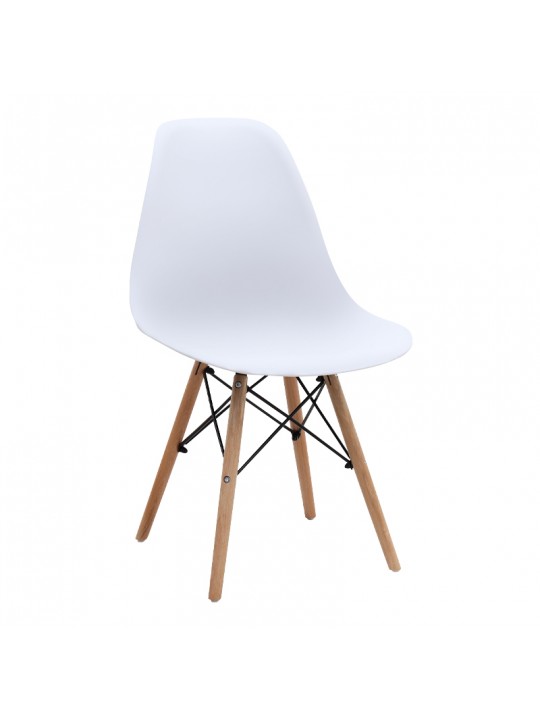 Καρέκλα τραπεζαρίας Nova Megapap PP λευκό - ξύλινο φυσικό πόδι 46x51x80εκ.