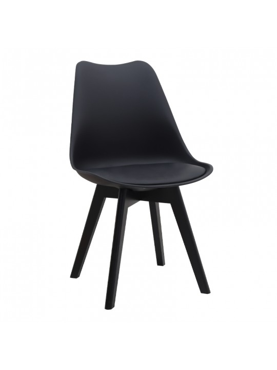 Καρέκλα τραπεζαρίας Viva Megapap PP - PU μαύρο - ξύλινο μαύρο πόδι 48,5x54x80εκ.