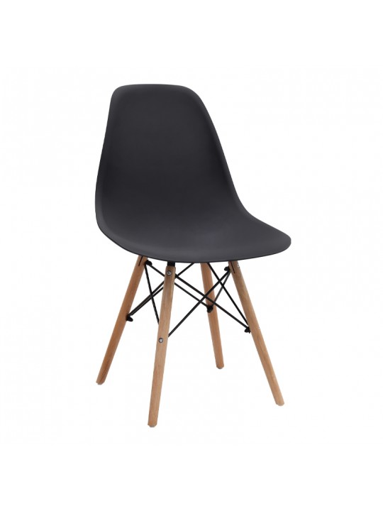 Καρέκλα τραπεζαρίας Nova Megapap PP μαύρο - ξύλινο φυσικό πόδι 46x51x80εκ.