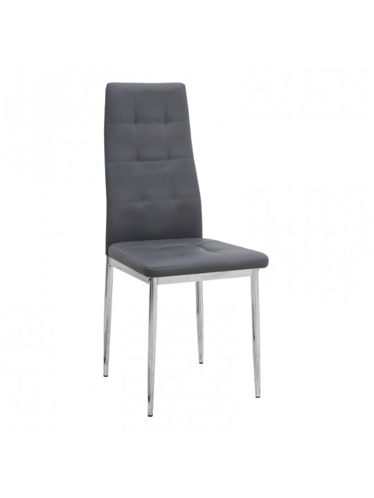 Καρέκλα τραπεζαρίας Rosa Megapap γκρι PU - μεταλλικό πόδι χρωμίου 41x48x98εκ.