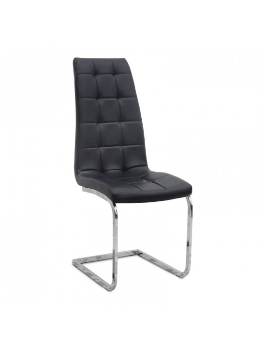 Καρέκλα τραπεζαρίας Vela Megapap μαύρο PU - μεταλλική βάση χρωμίου 41x61x107εκ.