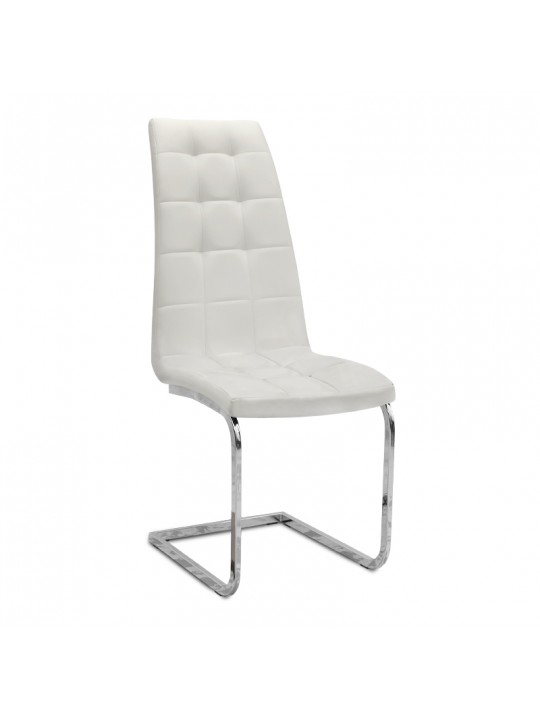 Καρέκλα τραπεζαρίας Vela Megapap λευκό PU - μεταλλική βάση χρωμίου 41x61x107εκ.