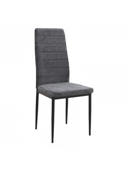 Καρέκλα τραπεζαρίας Rosa Megapap γκρι ύφασμα - μεταλλικό μαύρο πόδι 41x51x96εκ.