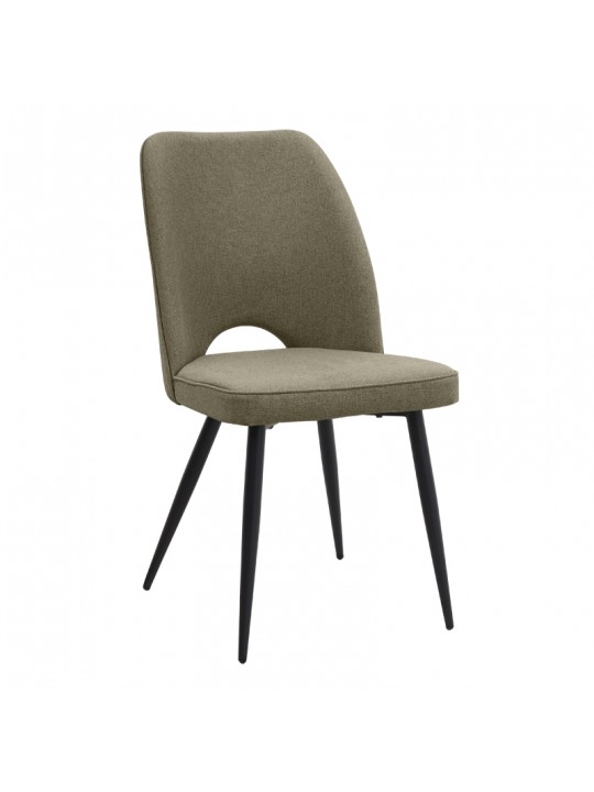 Καρέκλα τραπεζαρίας Christy Megapap λαδί ύφασμα - μεταλλικό μαύρο πόδι 47x59x90εκ.
