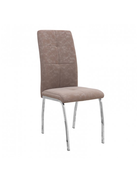 Καρέκλα τραπεζαρίας Alma Megapap μπεζ PU - μεταλλικό πόδι χρωμίου 42x53x97εκ.