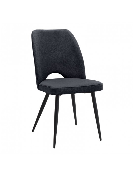 Καρέκλα τραπεζαρίας Christy Megapap ανθρακί ύφασμα - μεταλλικό μαύρο πόδι 47x59x90εκ.