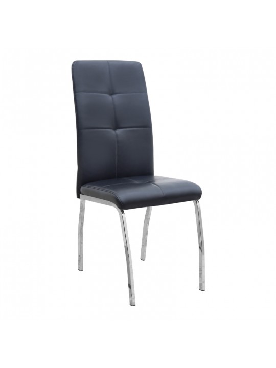 Καρέκλα τραπεζαρίας Alma Megapap μαύρο PU - μεταλλικό πόδι χρωμίου 42x53x97εκ.