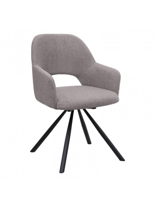 Πολυθρόνα τραπεζαρίας Gabriel Megapap ανοιχτό μπεζ ύφασμα - μεταλλικό μαύρο πόδι 58x60x85εκ.