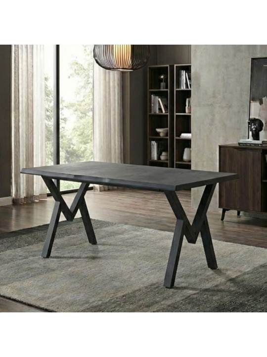 Τραπέζι Walter Megapap Mdf - μεταλλικό χρώμα σκούρο γκρι σκυροδέματος 140x80x75εκ.