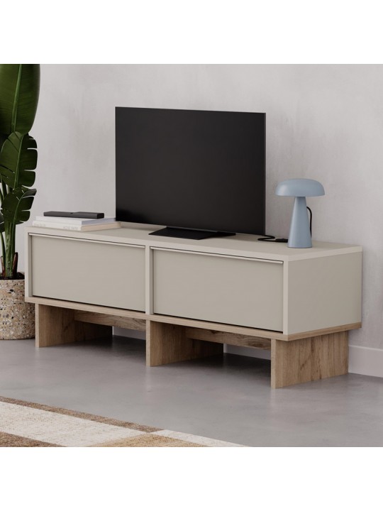 Έπιπλο τηλεόρασης Yuki Megapap χρώμα sandstone - sepet oak 118x35x40,6εκ.