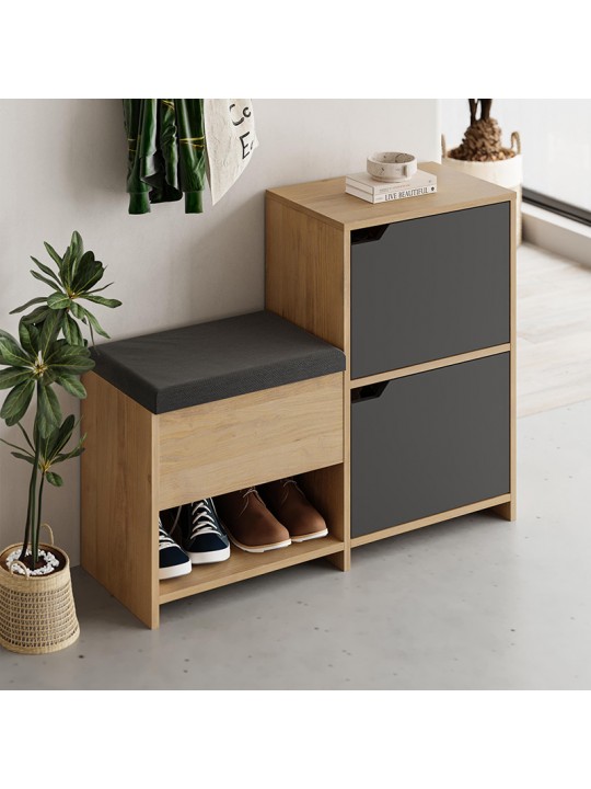 Παπουτσοθήκη Haven Megapap χρώμα sapphire oak - ανθρακί 101x35x80,4εκ.