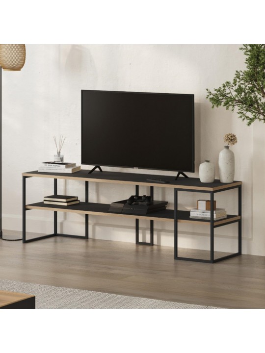 Έπιπλο τηλεόρασης Friday Megapap χρώμα black wood 140x37x45εκ.