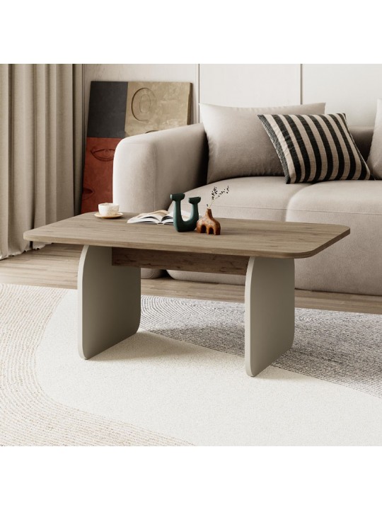 Τραπεζάκι σαλονιού Pietra Megapap χρώμα sepet oak - sandstone 100x60x41,8εκ.