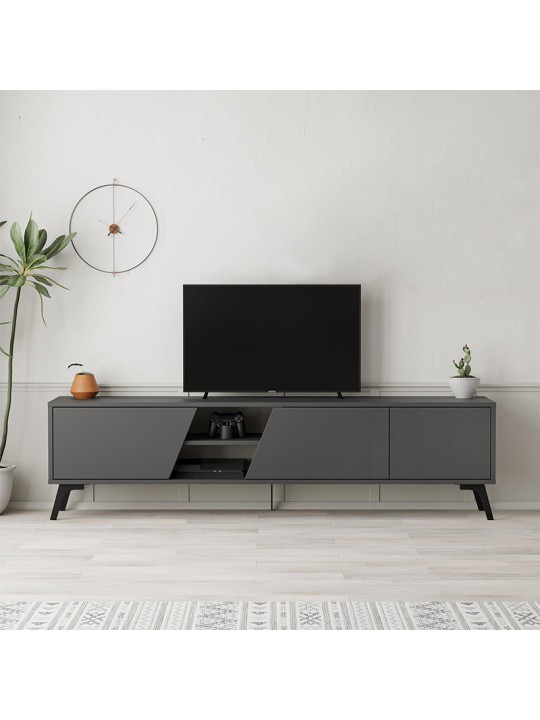 Έπιπλο τηλεόρασης Fiona Megapap χρώμα ανθρακί 180x35,6x48εκ.