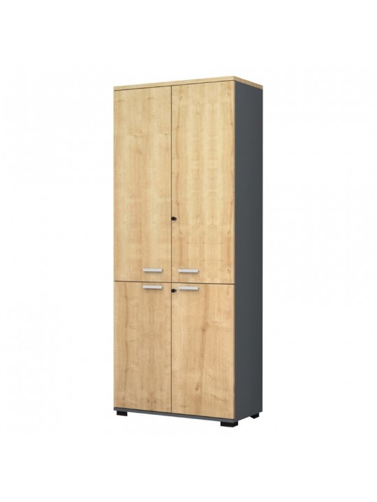 Ντουλάπα γραφείου επαγγελματική Venturo Megapap χρώμα ανθρακί - φυσικό οξιάς 80x40x200εκ.