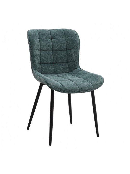 Καρέκλα τραπεζαρίας Chiara Megapap πράσινο ύφασμα - μεταλλικό μαύρο πόδι 48x58x81εκ.