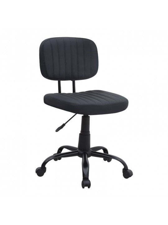 Καρέκλα γραφείου Romano Megapap από τεχνόδερμα χρώμα μαύρο 46x53x79/86εκ.