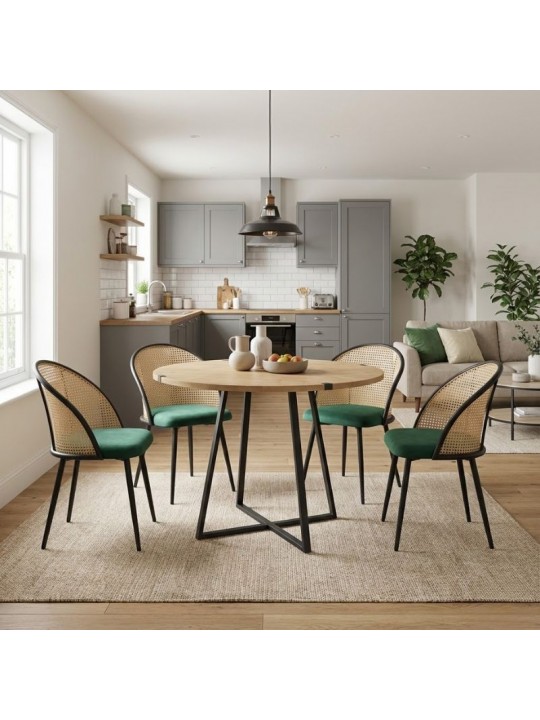 Σετ τραπεζαρία 5τμχ Rubes - Jacob Megapap χρώμα φυσικό οξιάς - κυπαρισσί Ø100x78εκ.