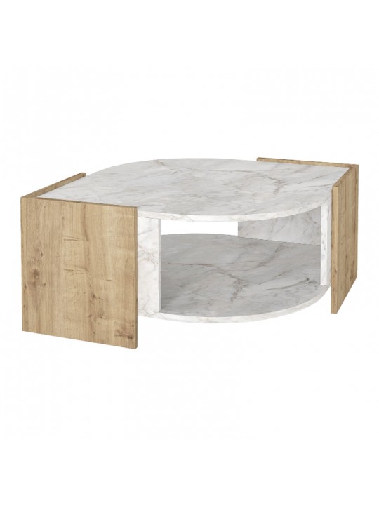 Τραπεζάκι σαλονιού Marbel Megapap χρώμα sapphire oak - λευκό εφέ μαρμάρου 75x75x40εκ.