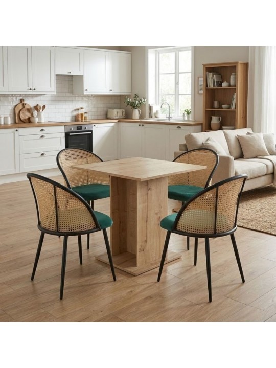 Σετ τραπεζαρία 5τμχ Allos - Jacob Megapap χρώμα sapphire oak - κυπαρισσί 75x75x77εκ.