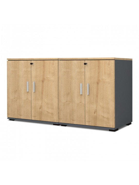 Ντουλάπι γραφείου επαγγελματικό Venturo Megapap χρώμα ανθρακί - φυσικό οξιάς 160x40x80εκ.