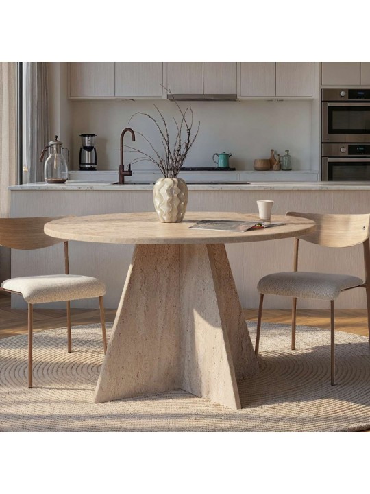 Τραπέζι Virela Megapap χρώμα travertine Ø120x75εκ.