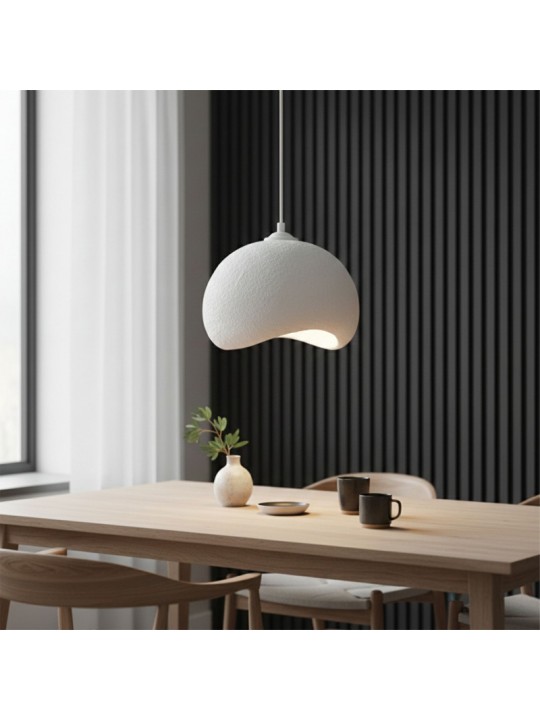 Φωτιστικό οροφής Yontu Megapap E27 fiberglass μονόφωτο χρώμα λευκό 34x29x120εκ.