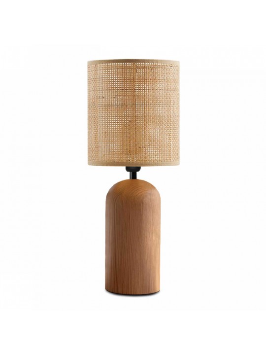 Φωτιστικό επιτραπέζιο Cora Megapap E14 ξύλινο - pe rattan χρώμα φυσικό Ø15x35εκ.