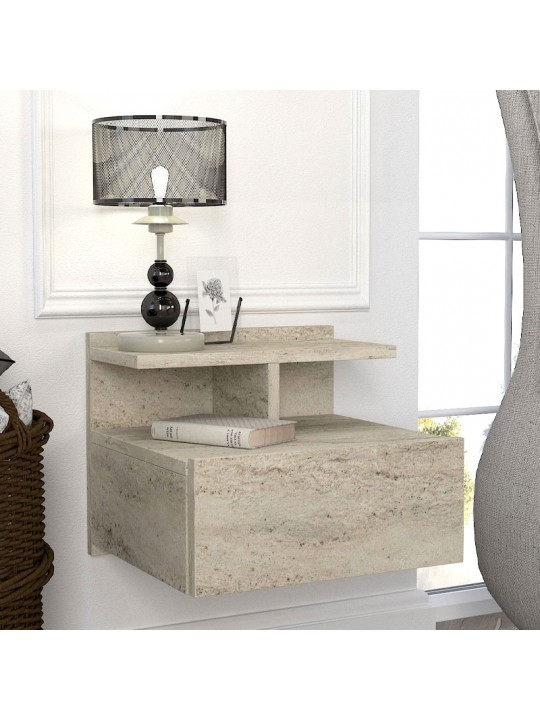 Κομοδίνο επιτοίχιο Mislina Megapap χρώμα travertine 40x33,2x32εκ.