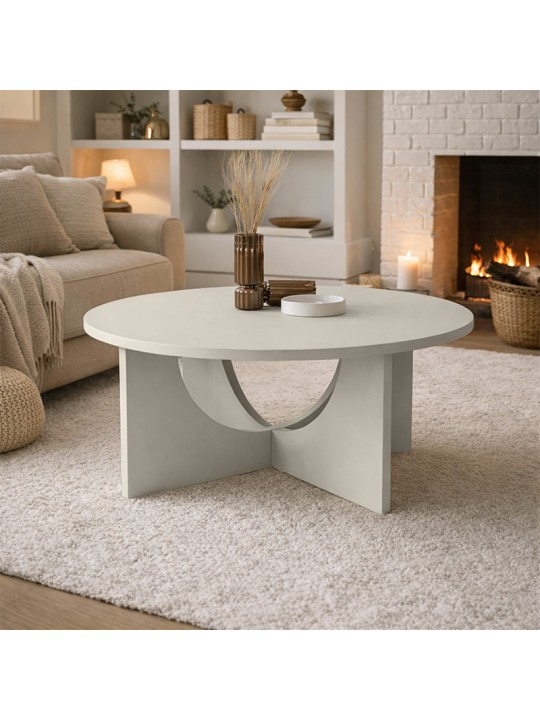 Τραπεζάκι σαλονιού Lemmar Megapap χρώμα sandstone Ø75x36,8εκ.