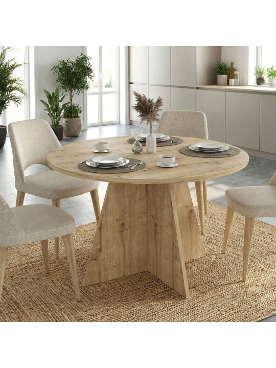 Τραπέζι Tailor Megapap χρώμα sapphire oak Ø120x75,7εκ.