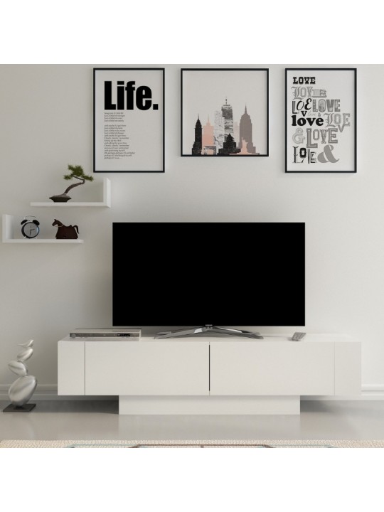 Έπιπλο τηλεόρασης Matera Megapap χρώμα λευκό 150x31,5x41,6εκ.
