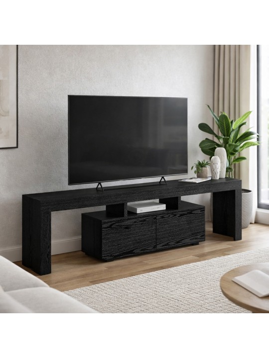 Έπιπλο τηλεόρασης Woodra Megapap χρώμα sencron black 180x31,3x50,2εκ.
