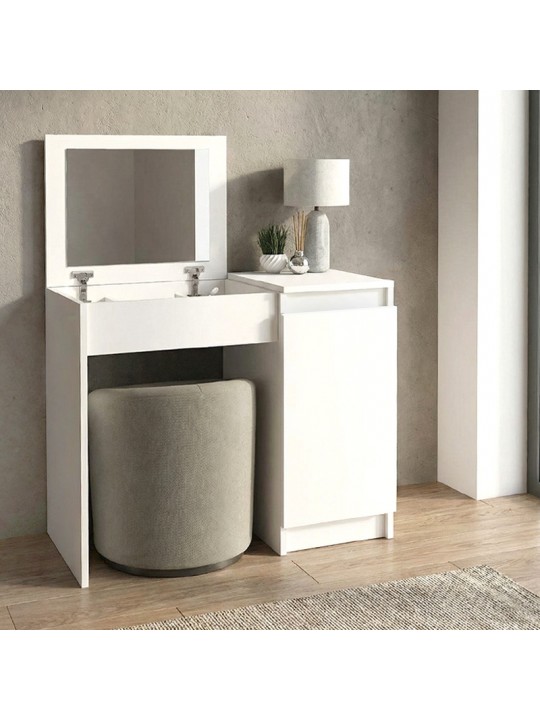 Τουαλέτα με καθρέπτη Huma Megapap χρώμα λευκό 90x45x118,2εκ.