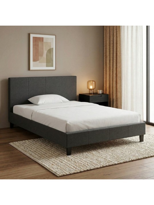 Κρεβάτι Flat Megapap υφασμάτινο χρώμα ανθρακί 120x200εκ.