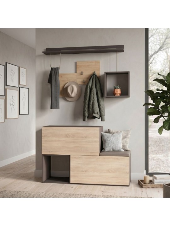 Έπιπλο εισόδου - παπουτσοθήκη Holdon Megapap sapphire oak/ανθρακί 120x36,5x87,5εκ.