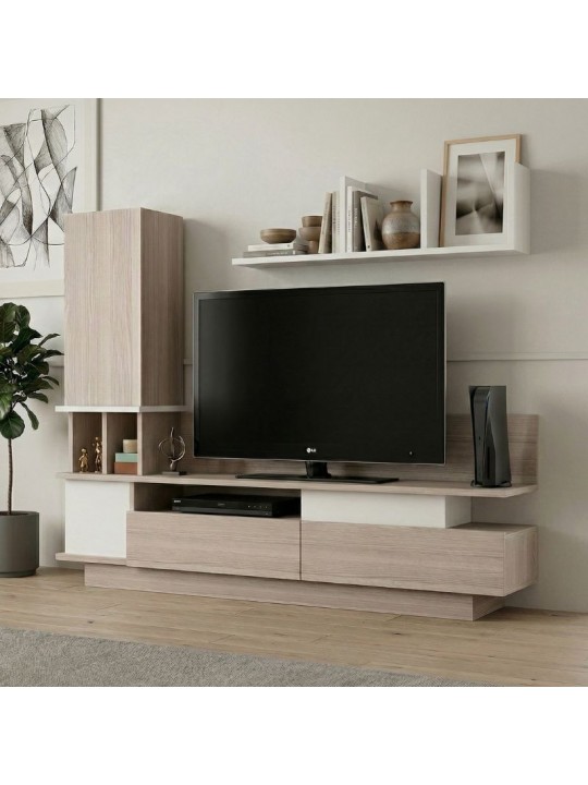 Σύνθεση τηλεόρασης Almeria Megapap χρώμα λευκό - cordoba 149x29,5x117εκ.