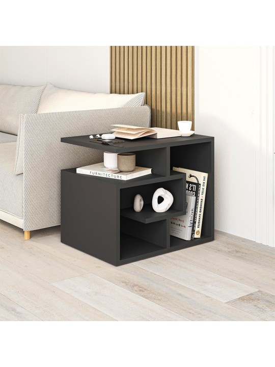 Τραπεζάκι βοηθητικό Labirent Megapap χρώμα ανθρακί 54x40x45εκ.